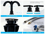 Bathroom Faucet 2 Handle Matte Black Bathroom Faucet Widespread 3 Hole 360&deg Swivel Spout Modern T3177P412847
