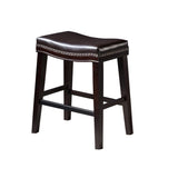 26" Contemporary Upholstered Saddle Counter Stool with Nailhead Trim , Dark Brown 62474.00PU