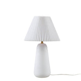 ZNTS Textured Ceramic Table Lamp with Fluted Fabric Shade B035P264542