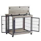 ZNTS Furniture Dog Cage Crate with Double Doors on Casters. Grey, 31.50'' W x 22.05'' D x 24.8'' H. 70138030