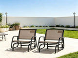 2-Piece Metal Glider Chair Set, Breathable Mesh Swing Chair with Curved Armrests, for Garden, 46650993