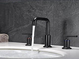 Matt Black Widespread Bathroom Sink Faucet with With CUPC Water Supply Hose and Cartridge DSDC729MB