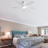 52 Inch Modern Ceiling Fan With 5 ABS Blades Remote Control Reversible DC Motor White For Bedroom W934P187539