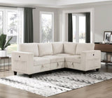 Modern Living Room Furniture Beige Chair with Storage Corduroy Fabric Upholstery 1pc Modular B011P206259