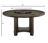 1pc Transitional Round Table with Lazy Susan Dark Brown Finish Single Pedestal Wooden Dining Room B011P207874
