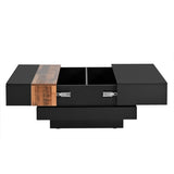 ON-TREND 31.4'' x 31.4'' Square Coffee Table with Sliding Tabletop, High Gloss Center Table with N721P180696B