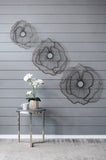 Set of 3 Metal Flowers Wall Decor, Transitional Wall Floral Sculpture for Foyer Porch Hallway W2078130330