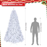 ZNTS 8ft White 670 Lights Warm Color 8 Modes 2008 Branch Christmas Tree White 97518293