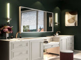 40x30inch Glossy White Rectangular-Mounted Beveled Bathroom Mirror,Square Angle Metal Frame W2091128136