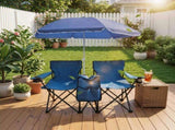 Portable Double Folding Beach Chair Set with Umbrella, 2-Person Outdoor Camping Chair with Cup 67251703