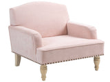 Modern Accent Chair with Retro Wooden Legs & Nailhead Trim, Small Fabric Club Chair, Comfy W3042P262916