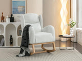 049-Teddy Fabric Rocking Chair With Packet Wood Legs,Ivory W527P147427