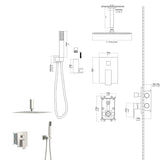 Dual Shower Head - 12 Inch Ceiling Mount Square Shower System with Rough-in Valve, Brushed Nickel W124357676