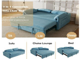 Sofa Showcase 54" Velvet Blue Sofa Bed A Dual-Purpose Living Room Gem with a Retractable Bed W3371P302132