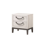 1pc Unique Design Contemporary Sleek Beige White Finish Nightstand 2- Drawers Storage Bedroom Wooden B011P266093
