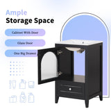 20" Bathroom Vanity with Sink, Bathroom Cabinet with Soft Closing Glass Door, A Drawer, Black N725P185457B