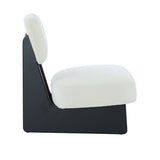 Modern Beige Lounge Chair with Polyester Upholstery, Sturdy Black Wood Base, Minimalist N767P241702B