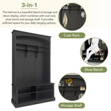 ON-TREND 47.2'' Wide Hall Tree with Bench and Shoe Storage, Multi-functional Storage Bench with 3 WF317362AAB