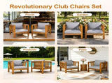 Outdoor Acacia Wood Club Chair with Modern Square Arms, Patio Chair with Thick Cushion, Adjustable N704P448452E