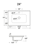 BB0924Y331, Integrated white ceramic basin with three predrilled faucet holes, drain assembly NOT W1865P163522