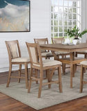 Transitional Set of 2 Counter Height Chairs Natural Tone And Beige Solid wood Chair Padded B011104627