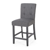 Contemporary Fabric Button Tufted 26 Inch Counter Stools, Set of 2, Charcoal 71254.00CHAR