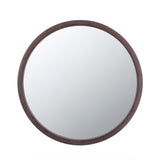 20" x 20" Circle Wall Mirror with Wooden Frame and Walnut Finish,Wall Mirror for Living Dining W2078124339