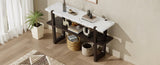 TREXM Retro Elegant Console Table with Marble-Effect Top and Versatile Storage Solutions for N715P196906B