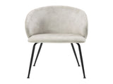 Beige Velvet Fabric Upholstery Side Chairs 2pc Set Black Metal Legs Modern Home Furniture B011P243653
