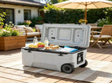 74 QT Portable Wheeled Cooler, Cup Holder & Sturdy Handles, for Family Picnics & Long Trips 67165625
