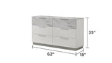 Mist Dresser Two-Tone High-Gloss Marble & Lacquer Finish with Six Spacious Drawers, Velvet-Lined G150108674