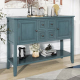 Series Ample Storage Vintage Console Table with Four Small Drawers and Bottom Shelf for Living 11248622