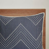 3 Piece Embroidered Cotton Quilt Set Navy King/Cal King B03596540