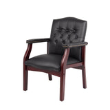 ZNTS Leather Reception Guest Chairs W/Padded Seat and Arms Ergonomic Mid-Back Office Executive Side Chair W133356881