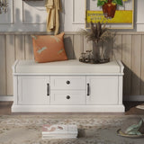 ZNTS Storage Bench with 2 Drawers and 2 Cabinets, Shoe Bench with Removable Cushion for Living Room, 13031062