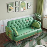 green Loveseat sofa with tulip pattern Modern Upholstered Two Seater PU Sofa with 2 dumpling-shaped W1767142165