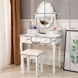 ZNTS With Light Bulb Single Mirror 5 Drawer Dressing Table White=39757282,61588080 60709581