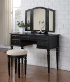 ZNTS Bedroom Contemporary Vanity Set w Foldable Mirror Stool Drawers Black Color HS00F4072-ID-AHD