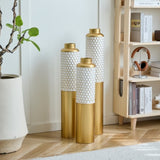 Floor metal vase modern style decoration droplet shaped white metal vase 3-piece set gorgeous W2796P290484