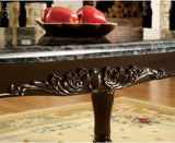 ZNTS Traditional Espresso Solid wood Sofa Table Faux Marble Top Intricate design Living Room Furniture B01151377