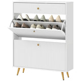 White shoe cabinet with adjustable shoe rack 34135365