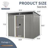 8ft x 6ft Outdoor Metal Storage with Lockable Sliding Doors and Transparent plate for Garden, Lawn W540P185311