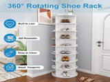 Rotating Shoe Rack Tower, 8-Tier Spinning Storage Rack, Free Standing 360&deg Revolving Shoe 39772527