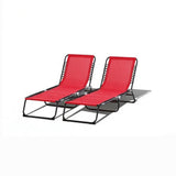 Wine Red Set of 2 Folding Chaise Lounge Chairs Sun Tanning Chairs for Beach Camping Outdoor 10563872