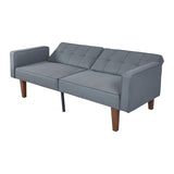Modern PU Leather Futon Sofa with Tufted Backrest, Adjustable Reclining Couch with Wood & Metal 03787651