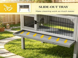 Gray Indoor/Outdoor Elevated Rabbit Hutch Wooden Bunny Cage with Hinged Asphalt Roof & Removable 19785345