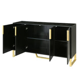 TREXM Modern sideboard with Four Doors, Metal handles & Legs and Adjustable Shelves Kitchen Cabinet WF295368AAB