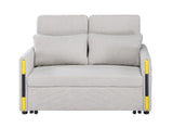 Percy 55.5"W Beige Teddy Velvet Sleeper Loveseat with Dual-Pull Sleeper Design B061P151389