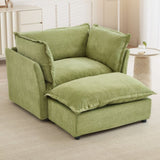 Modern Armchair Sofa 47" Cozy Upholstered Sofa Chair with Movable Ottoman, Wide Seat, Curved N719P292695F