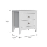 Amara Nightstand , End Table, Side Table Two Shelves, Four Legs -White B20091820